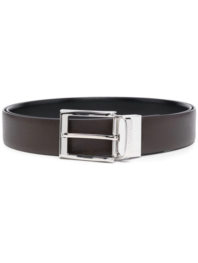 Canali Buckle-fastening Belt In Braun