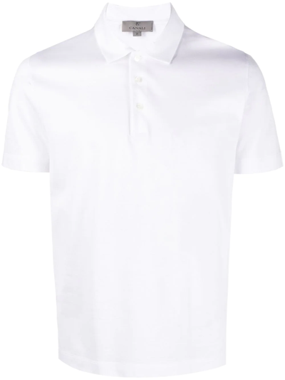 Canali Short-sleeved Polo Shirt In Weiss