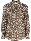 Tory Burch Reva Leopard Poplin Shirt In Braun
