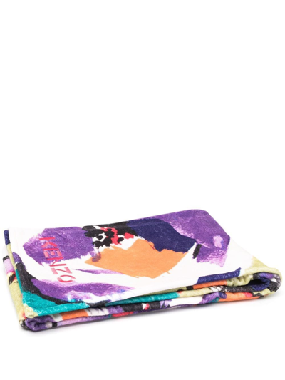 Kenzo Graphic Print Towel In Violett
