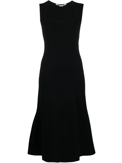 Stella Mccartney Square-neck Sleeveless Flared Dress In Schwarz