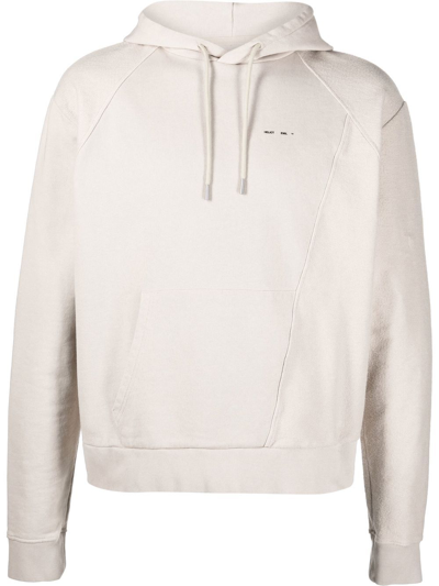 Heliot Emil Panelled Organic Cotton Hoodie In Stone