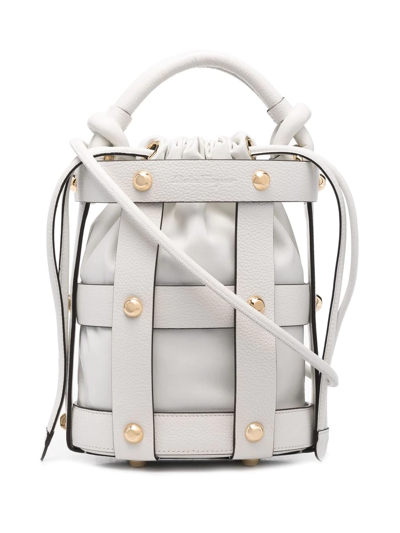 Ferragamo Stud-embellished Bucket Bag In Weiss