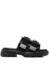 Bottega Veneta Flash Leather Dual-buckle Flat Sandals In Black