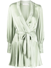 Zimmermann Silk Wrap V-neck Minidress In Grün