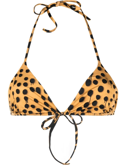 Dsquared2 Leopard-print Halterneck Bikini Top In Nude