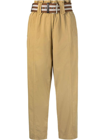 Pinko Avida Carrot-fit Cotton Trousers In Giallo