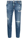 Dsquared2 Distressed Cropped Jeans In Blau