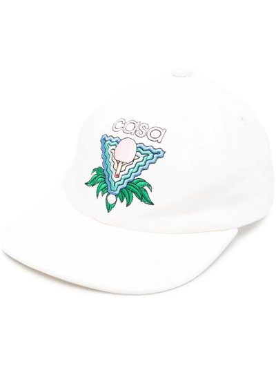 Casablanca Memphis Icon Embroidered Cap In White