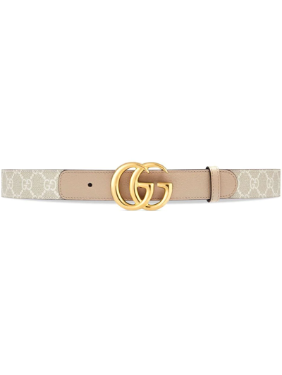 Gucci Gg Marmont Thin Belt In Nude & Neutrals