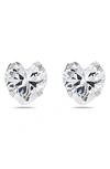 BEST SILVER 14K WHITE GOLD PRONG SET CZ HEART STUD EARRINGS