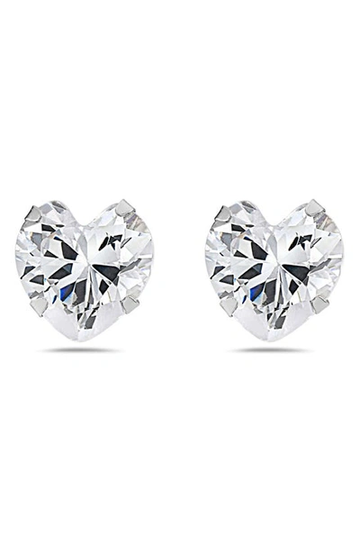 Best Silver 14k White Gold Prong Set Cz Heart Stud Earrings