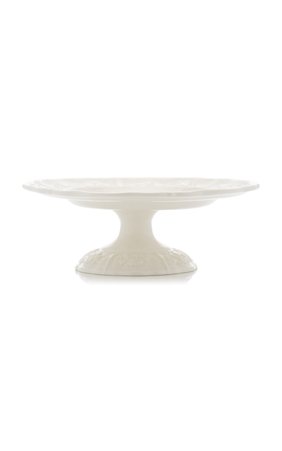 Moda Domus Relief And Doot Earthenware Cake Stand In White