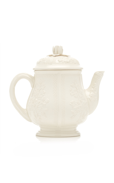 Moda Domus Relief And Doot Earthenware Teapot In White