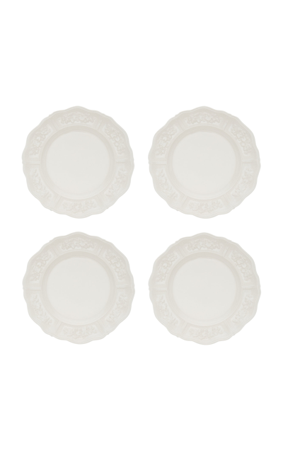 Moda Domus Set-of-four Relief And Doot Earthenware Dessert Plates In White