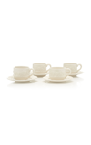 MODA DOMUS SET-OF-FOUR RELIEF AND DOOT EARTHENWARE TEACUP AND SAUCER SET