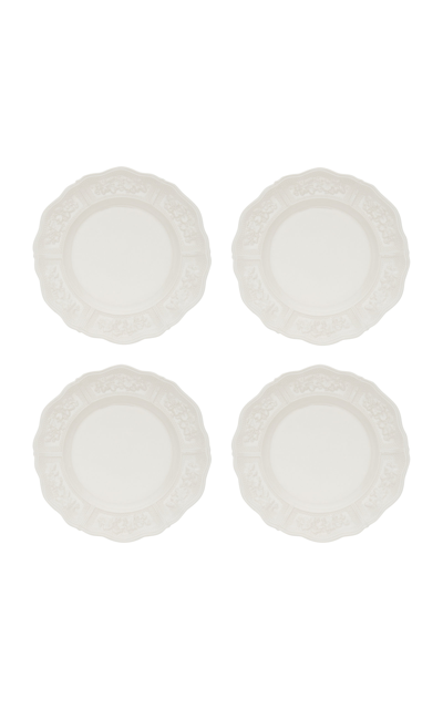 Moda Domus Set-of-four Relief And Doot Earthenware Dinner Plates In White