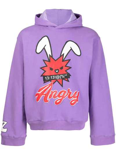 Natasha Zinko Graphic-print Pullover Hoodie In Purple