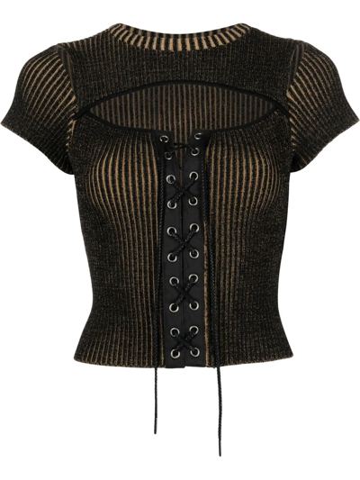 Andersson Bell Cut Out-detail Ribbed Knitted Top In Black