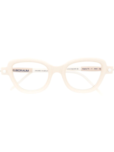 Kuboraum Embellished Square-frame Glasses In Nude