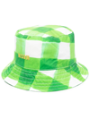 Msgm Gingham-check Bucket Hat In Grün