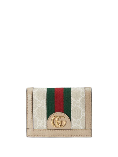 Gucci Ophidia Gg Card Case Wallet In Weiss