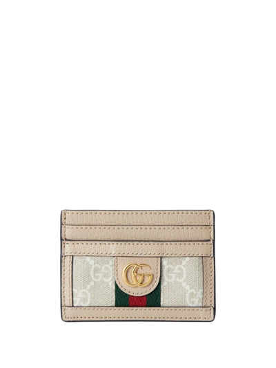 Gucci Ophidia Gg Card Case In Beige