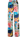Gcds Anime-print Wide-leg Trousers In Blau