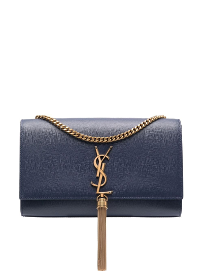 Saint Laurent Embossed-effect Chain-link Bag In Blue