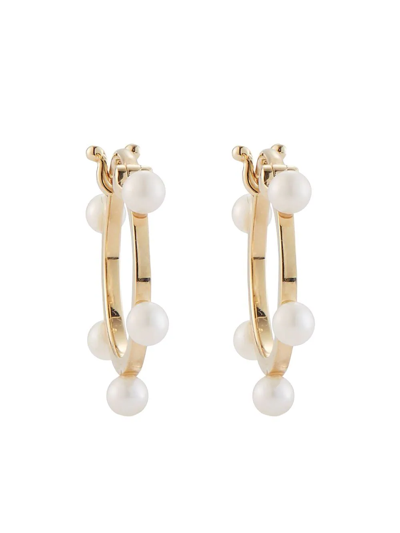 Mateo 14kt Yellow Gold Small Pearl Dot Hoops