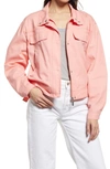Treasure & Bond Stand Collar Cotton Twill Jacket In Coral Amber