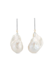 Mateo 14kt Yellow Gold One-of-a-kind Baroque Pearl And Diamond Earrings In Gold