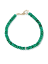 MATEO 14KT YELLOW GOLD MALACHITE ROUNDEL AND DIAMOND STATION BRACELET