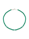 MATEO 14KT YELLOW GOLD MALACHITE ROUNDEL AND DIAMOND STATION NECKLACE