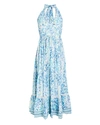 Poupette St Barth Carine Floral Cotton Maxi Dress In Blue-lt