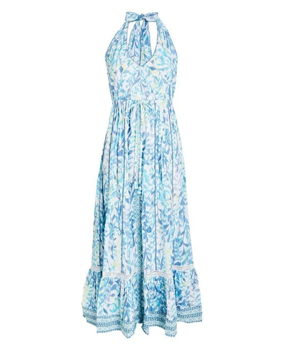 Poupette St Barth Carine Floral Cotton Maxi Dress In Blue-lt