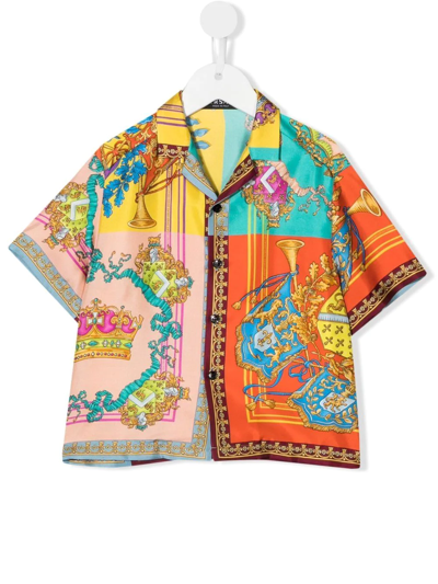 Versace Teen Multicolour Royal Rebellion Silk Shirt In Multi-coloured