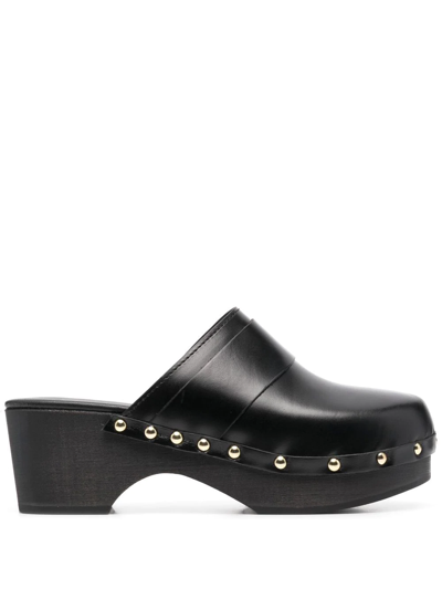 Aeyde Bibi Studded Leather Clog Mules In Black