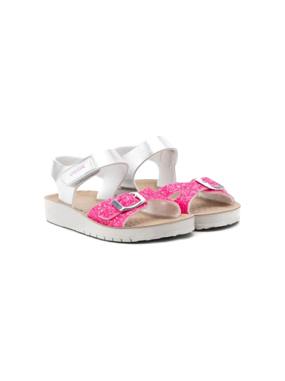 Geox Kids' Costarei Buckle Sandals In Silver