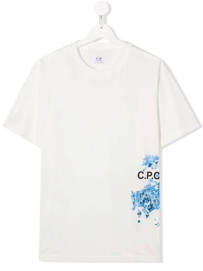 C.p. Company Teen Logo Print T-shirt In White