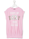 Dkny Pink Branded Graphic Print T-shirt Dress In Pink