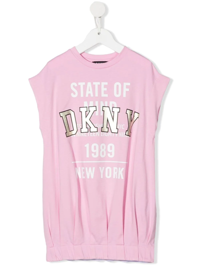 Dkny Kids' Pink Branded Graphic Print T-shirt Dress