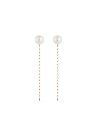 Mateo 14kt Yellow Gold Pearl Chain Drop Earrings