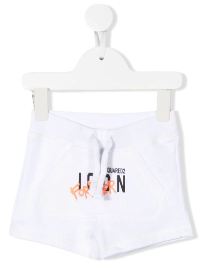 Dsquared2 Babies' Logo-print Track Shorts In White