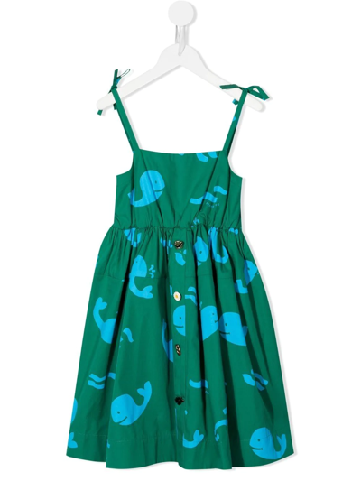 Rejina Pyo Kids' Esme Whale-print Organic Cotton Dress In Green
