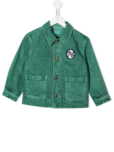 Rejina Pyo Kids' Riley Logo-patch Recycled Cotton Jacket In Green