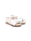 FLORENS LEATHER BOW TOUCH-STRAP SANDALS