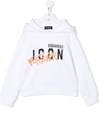 DSQUARED2 ICON-PRINT RIB-TRIMMED HOODIE