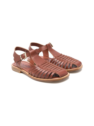 Mi Mi Sol Kids' Closed-toe Leather Sandals In Brown