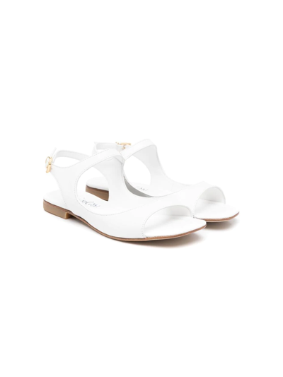 Mi Mi Sol Kids' Leather Flat Sandals In White